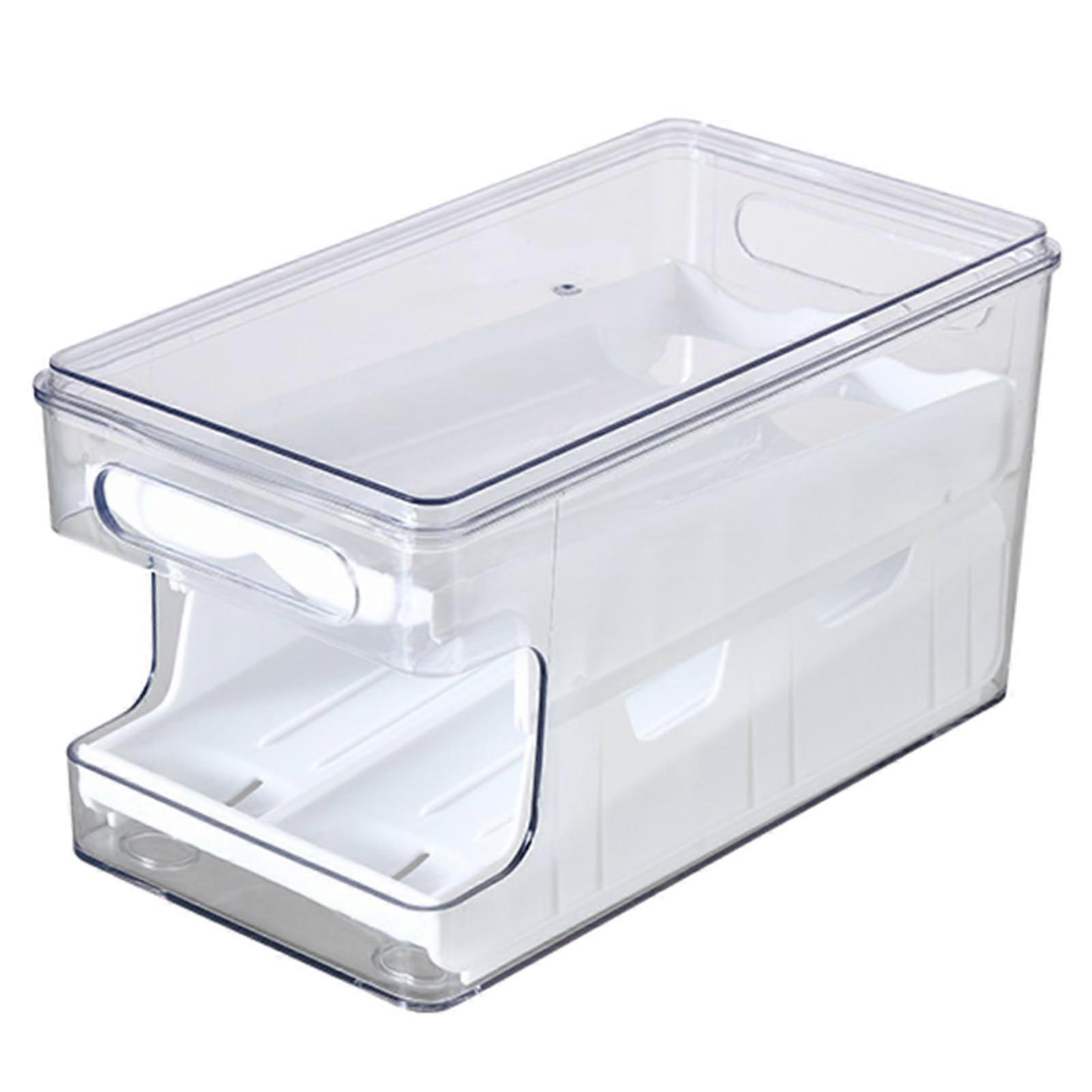 Stackable Egg Storage Container with Double Layer Sliding Design, Clear Organizer for Refrigerator