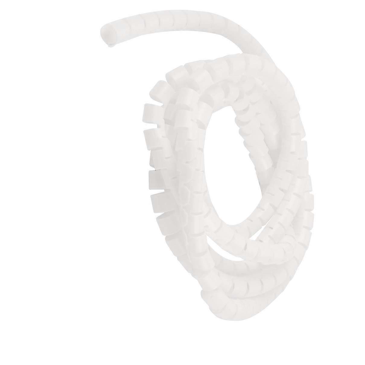 10mm Spiral Cable Organizer Wrap for Wires, 6.6ft Plastic Sleeve White, Cable Clutter Reduction