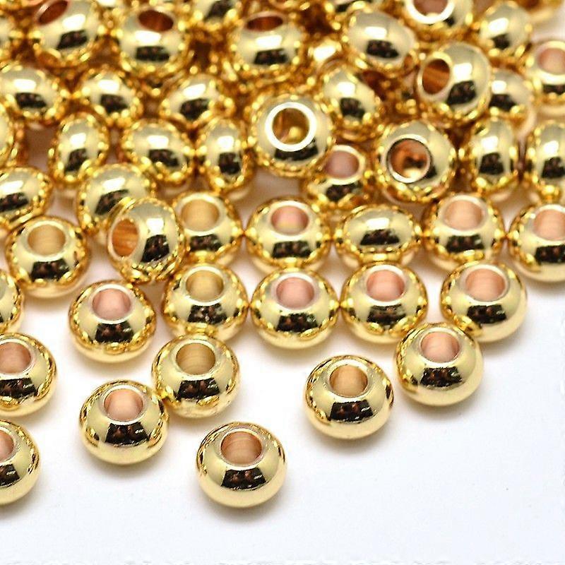 Brass Flat Round Spacer Beads Golden 6x4mm Hole: 2mm