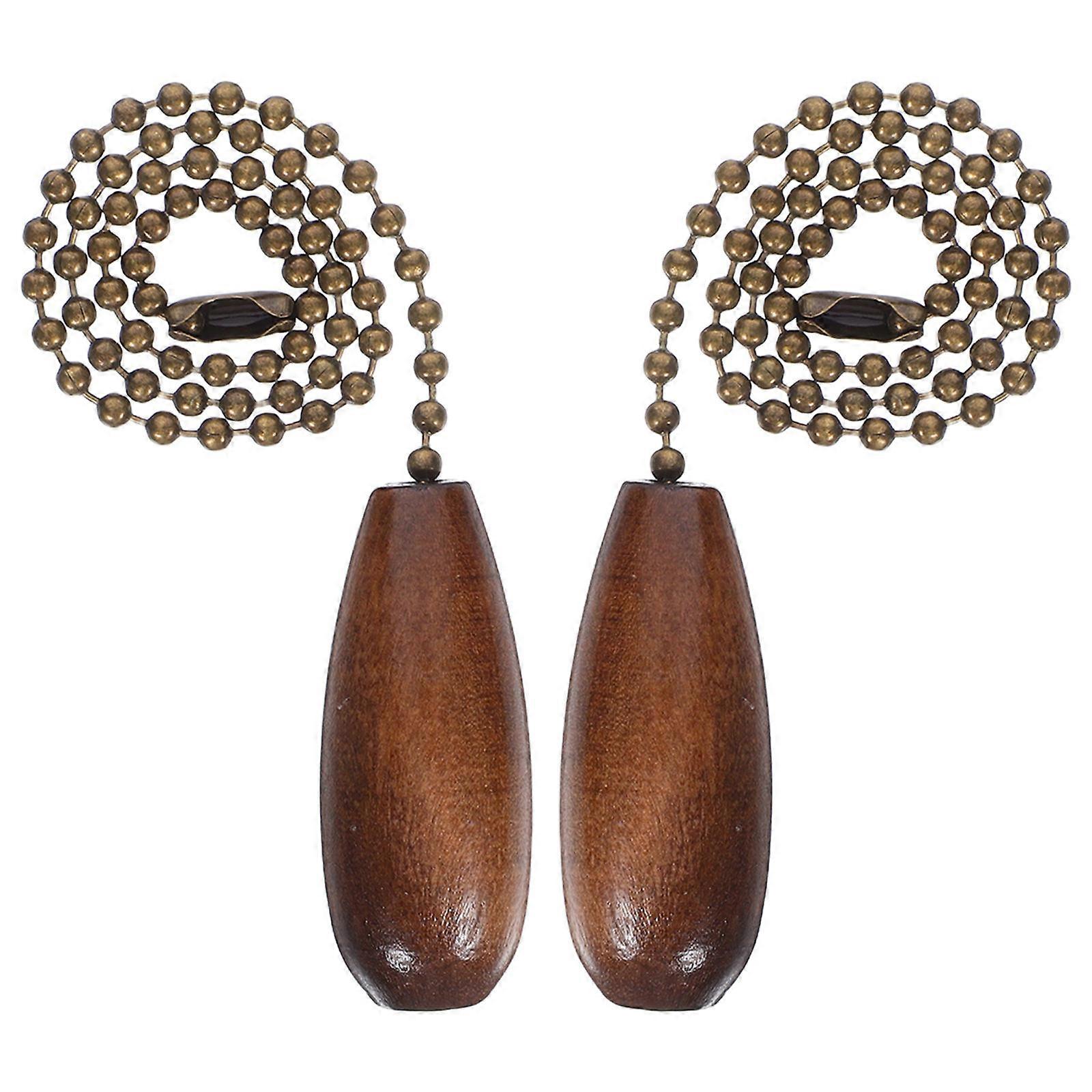 Ceiling Fan Pull Chain Extension Wooden Pendant for Home Use 2Pcs