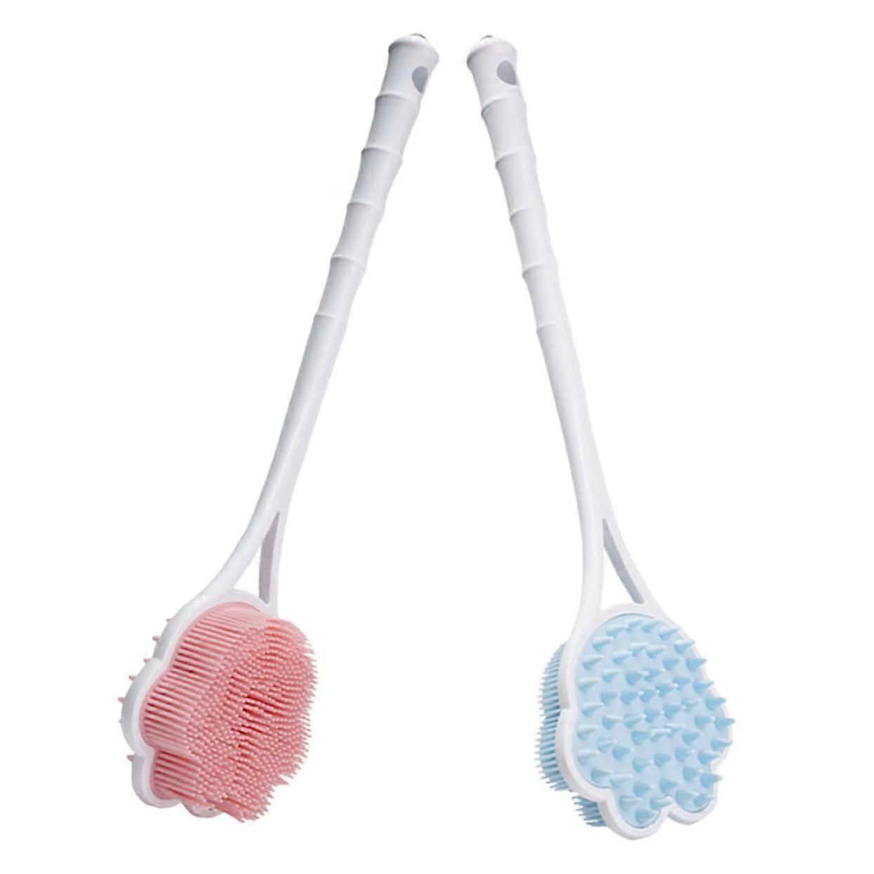 Long Handle Bath Brush Back Scrubber for Shower with Ergonomic Grip, 2pcs Light Exfoliation Set