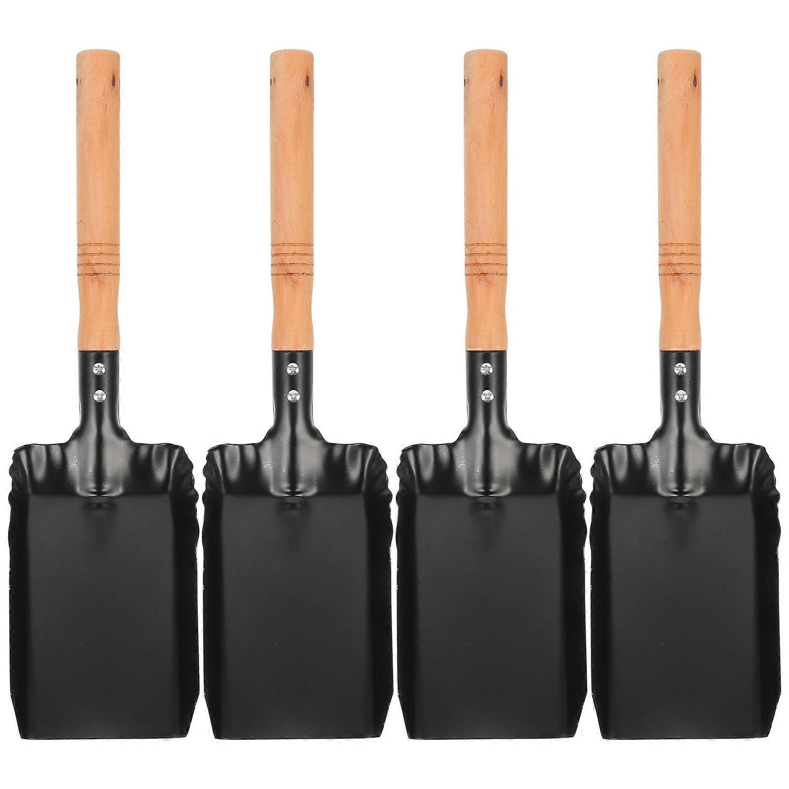 Portable Ash Fireplace for Cleaning 4Pcs Black Iron Wood Tool