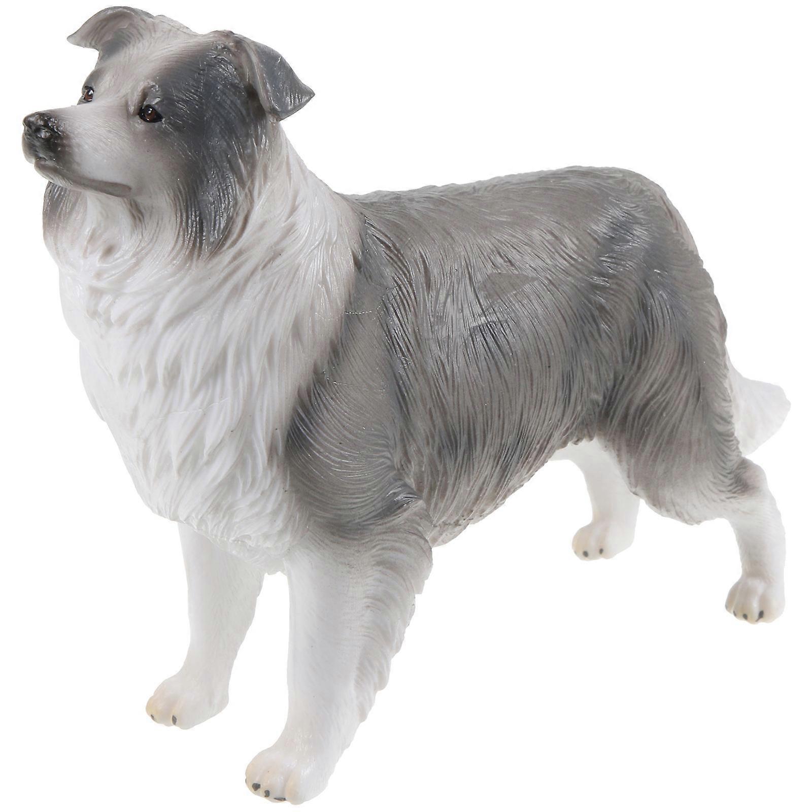 Border Collie Simulation Dog Figurine for Decor Plastic Model