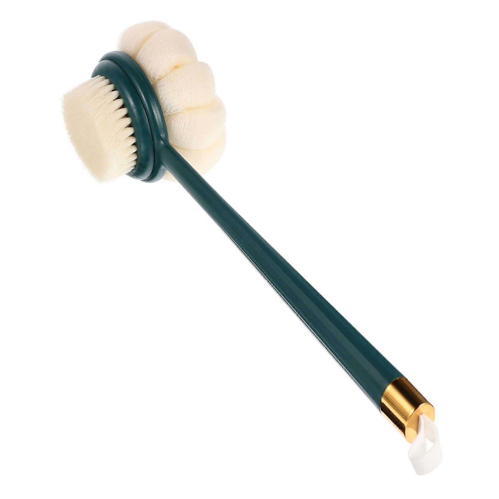 Back Bath Brush Long Handle Back Scrubber DualSided Bristles and Loofah for Gentle Exfoliation