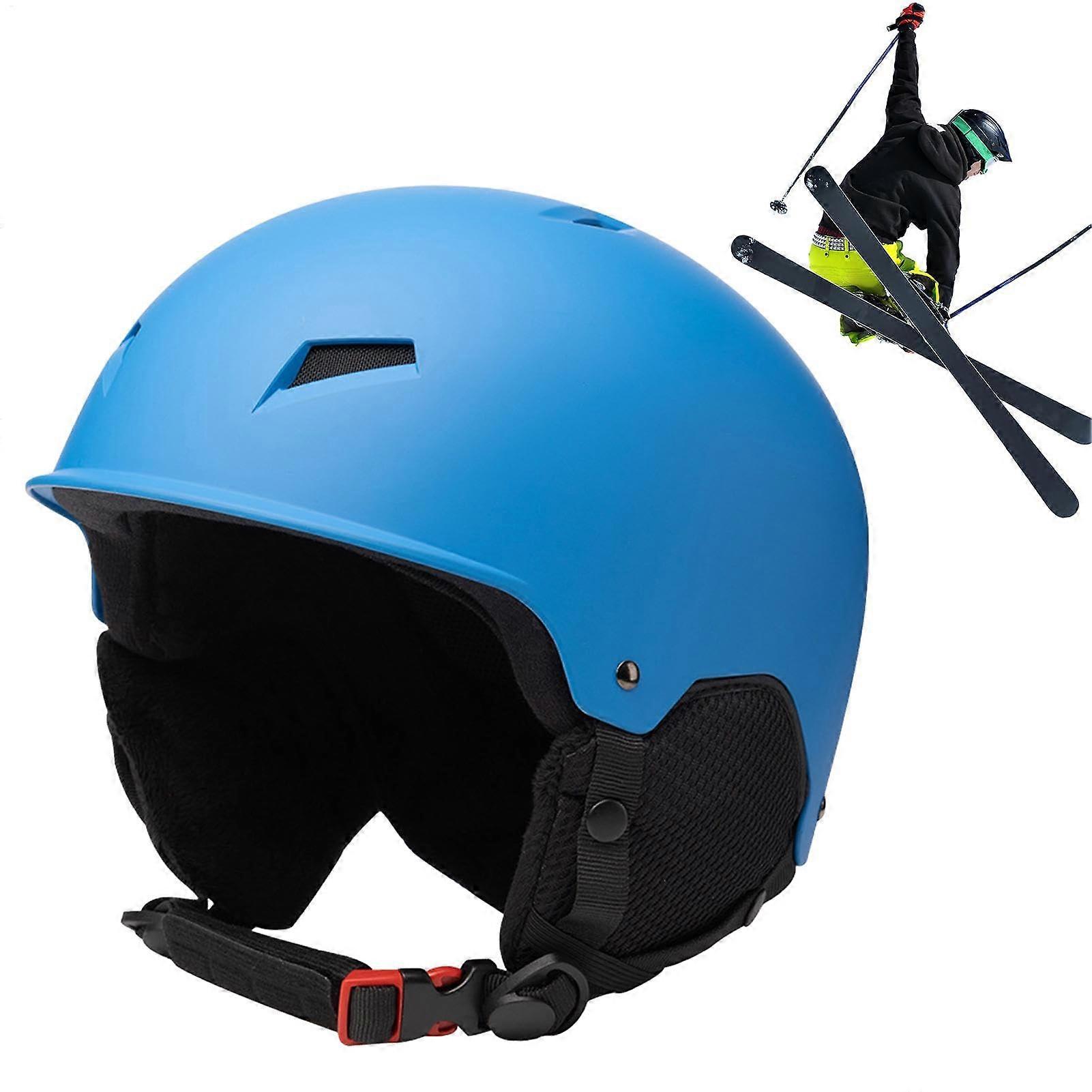 Snowboard Helmet with ShockAbsorbing Core, Adjustable Ventilation, Removable Ear Pads, Blue