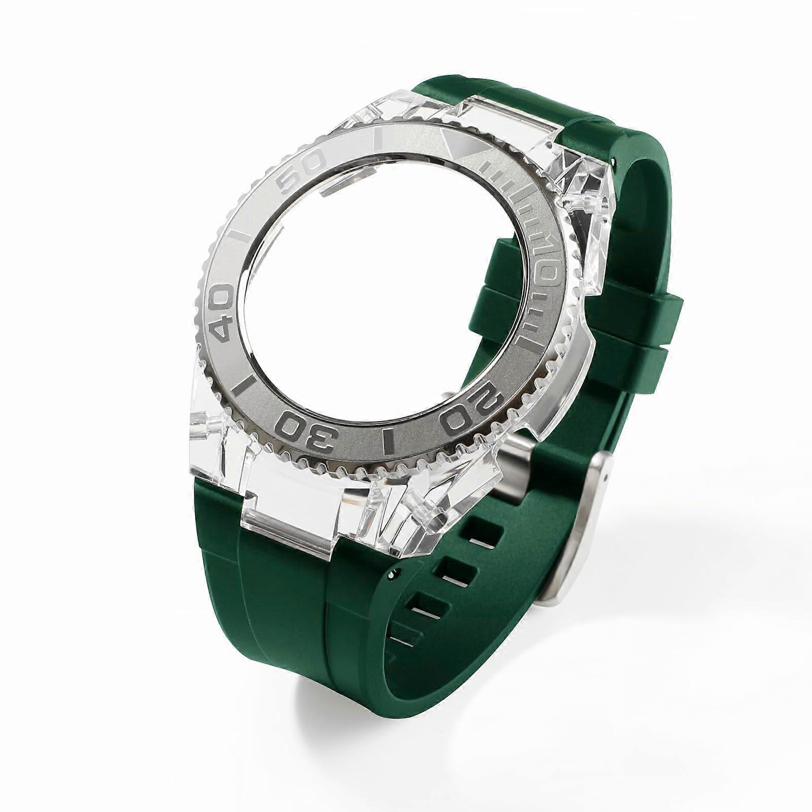 Mod Kit Transparent Case with Metal Bezel and Fluoro Rubber Strap for Casio GA2100