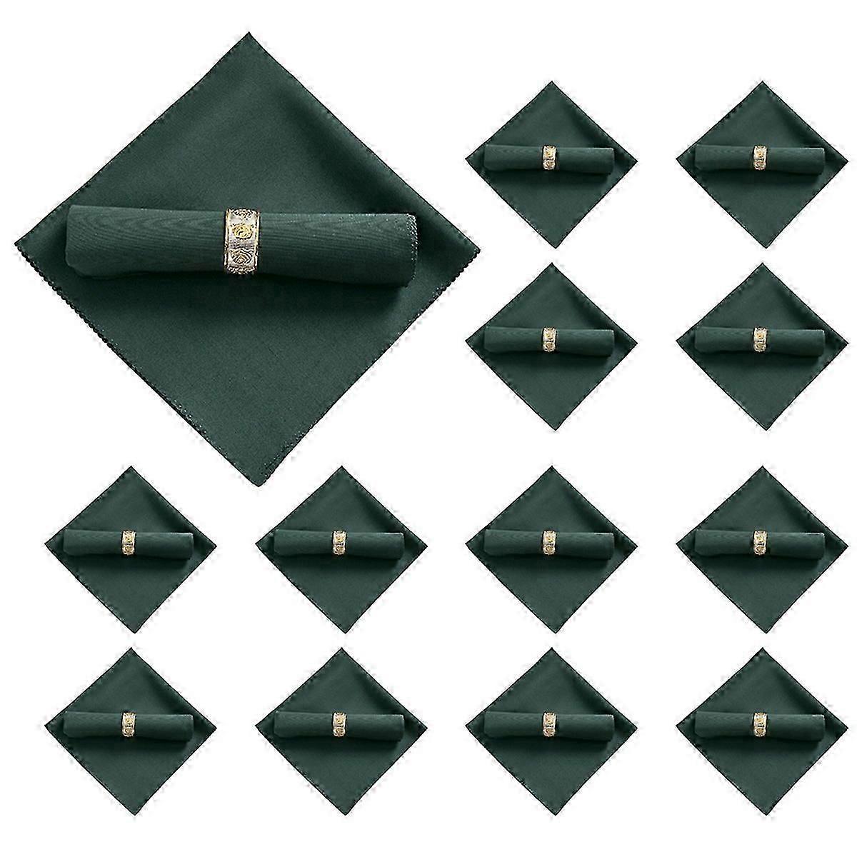 10Pcs 48X48cm Polyester Cloth Napkins for Restaurant, Dark Green