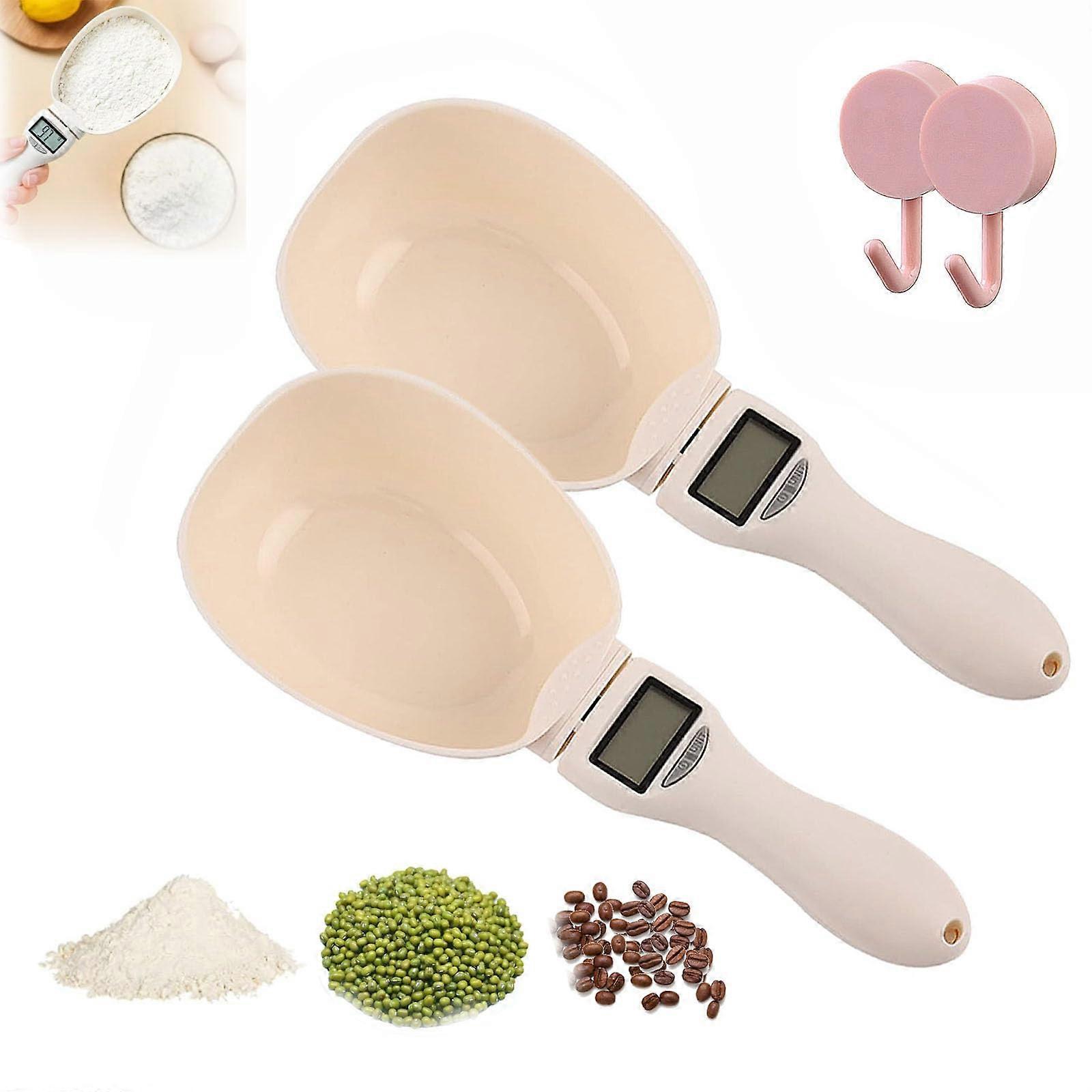 Digital Measuring Spoon Scale 2PCS with LED Display, 5 Unit Conversion, Detachable Easy Clean Handle