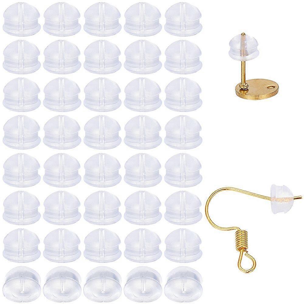 Clear Silicone Full-covered Ear Nuts Earring Backs Round 4x5mm Hole: 1mm 200pcs/box