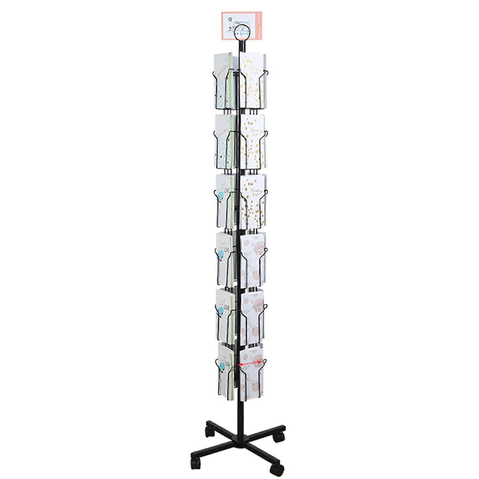 6 Layer Floor Standing Magazine Rack Brochure Display Stand for Office Schools Libraries Black