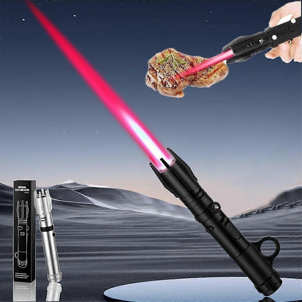 Butane Torch Lighter Windproof Straight Flame Refillable Metal, Adjustable Flame for Camping Kitchen 360° Ignition