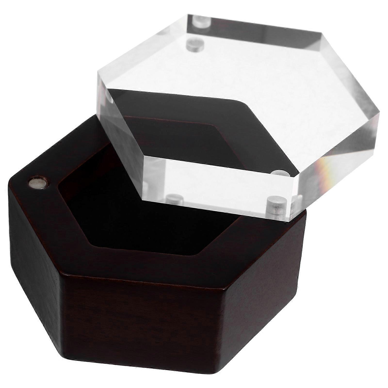 Wedding Ring Box Hexagonal Wooden Storage Box with Closure