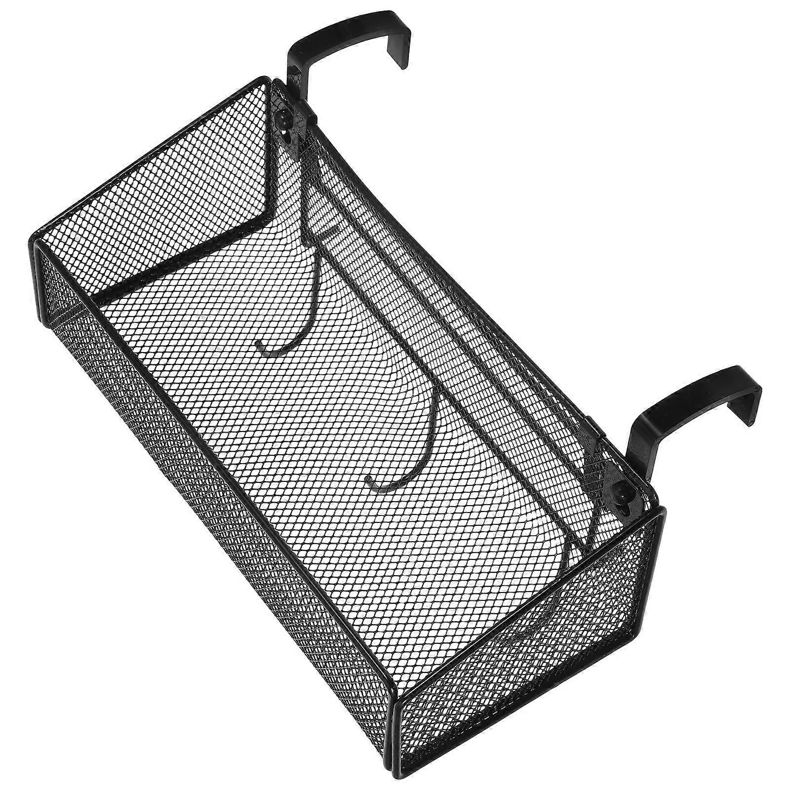 Bedside Storage Basket Metal Mesh Organizer with Hooks 4Sets for Dormitory Use