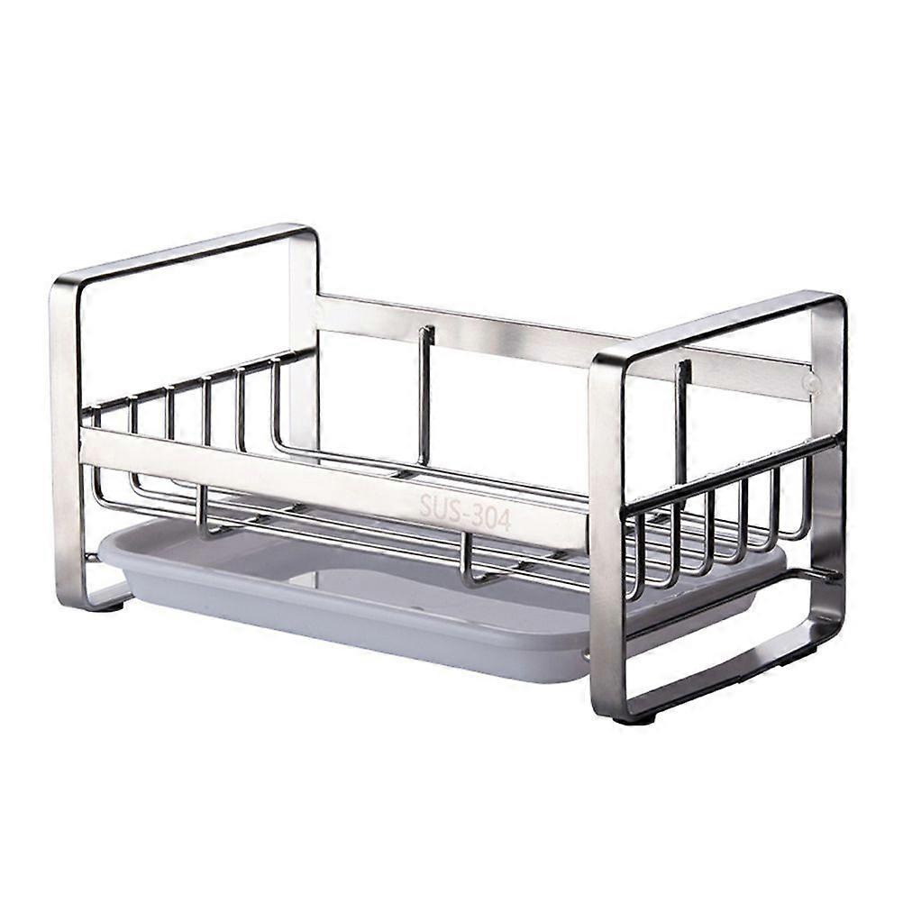 1 Pc Practical Storage Rack Creative Sponge Holder with Drain Pan (Silver)