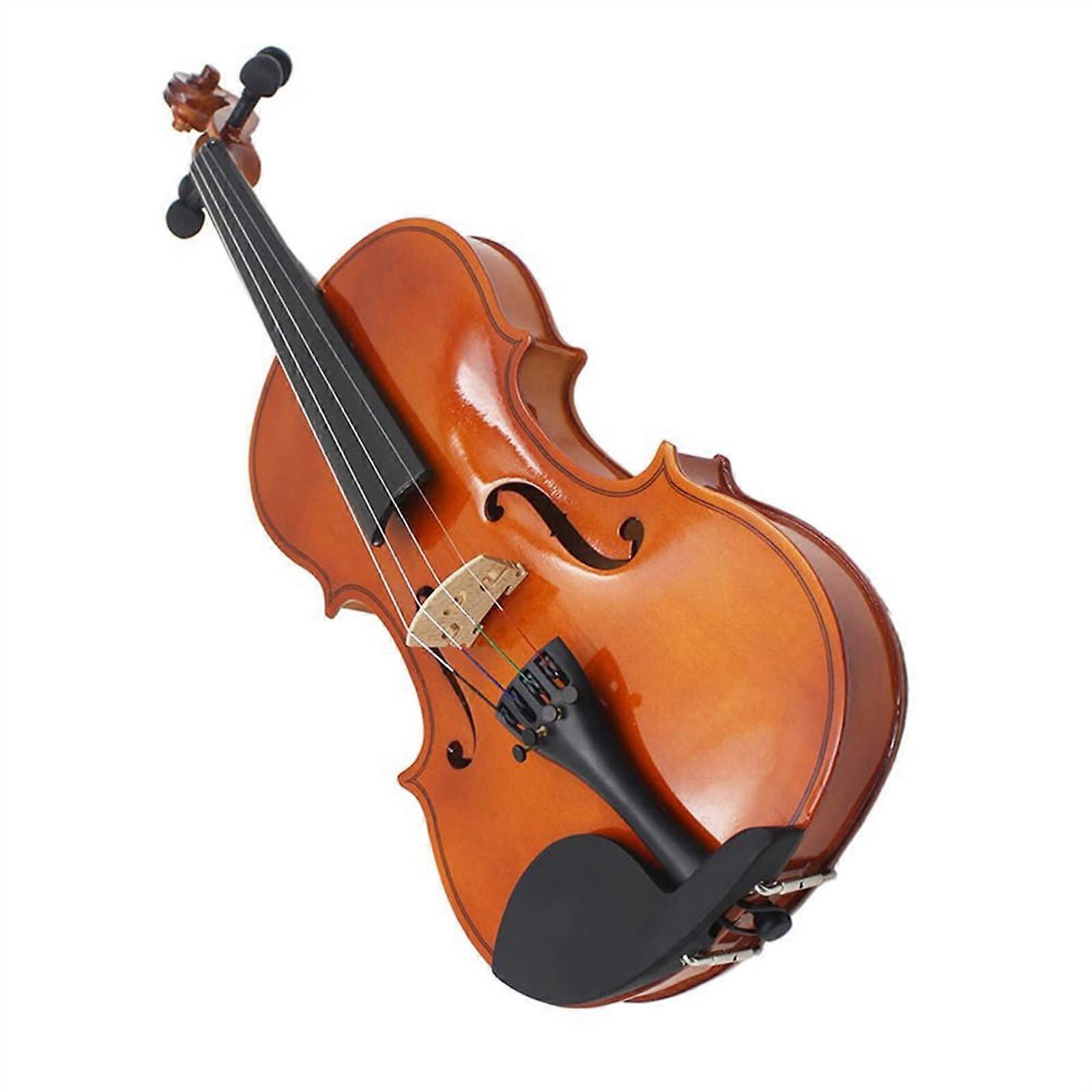 4/4 Full Size Solid Spruce Flame Maple Violin Set for Adult Beginners with Protective Case