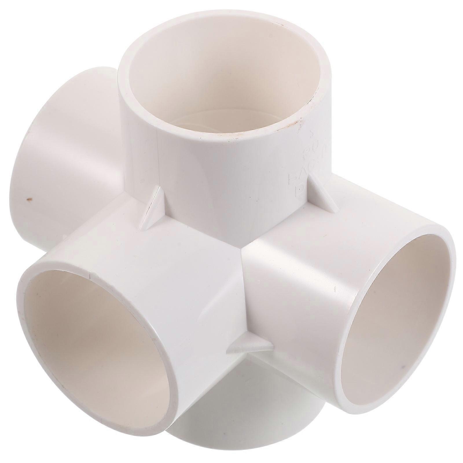 2Pcs White PVC 5 Way Joint Connector Durable Pipe Fitting for Storage Frame