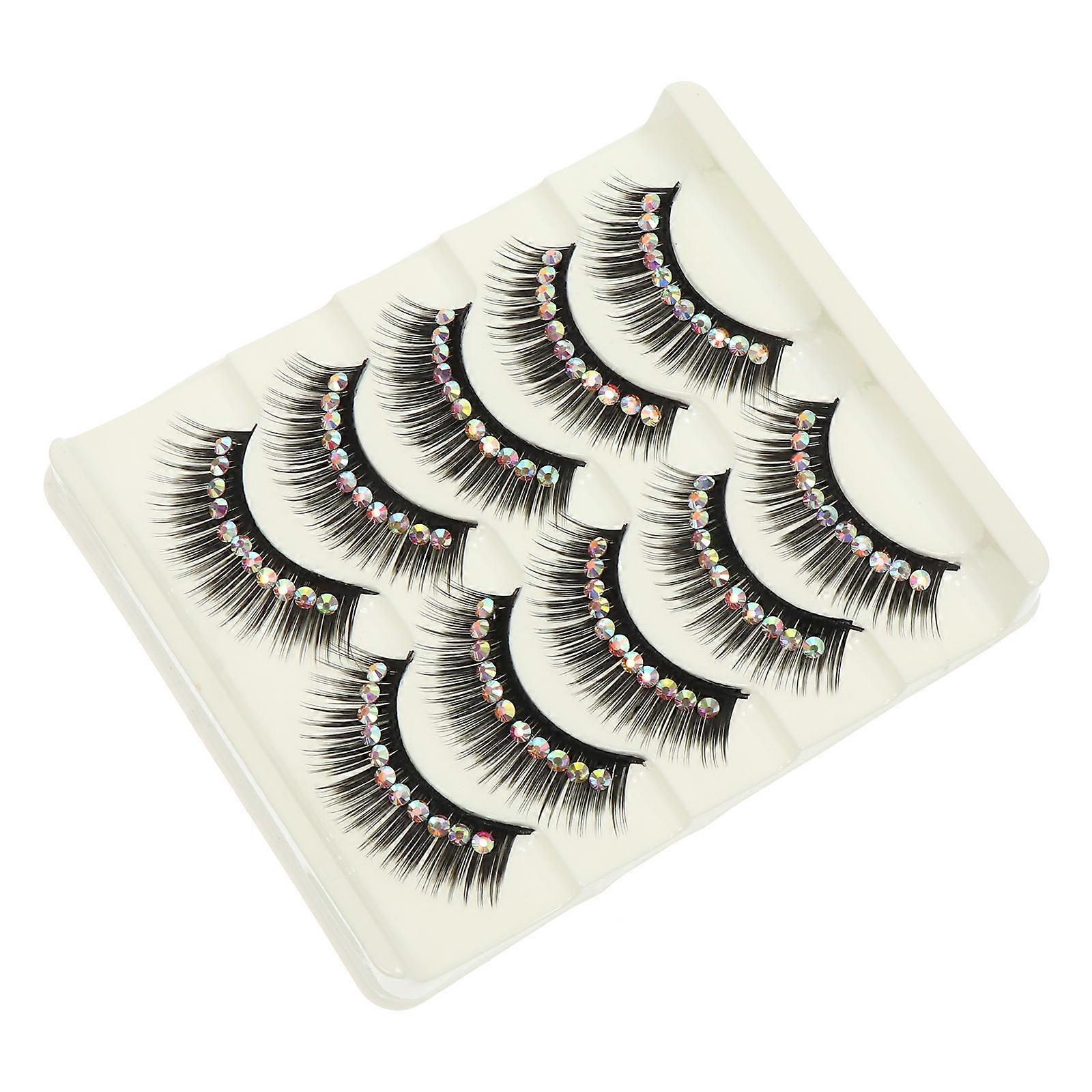 Fake Eyelashes with Diamond Thick Exaggerated for Performance 5Pairs