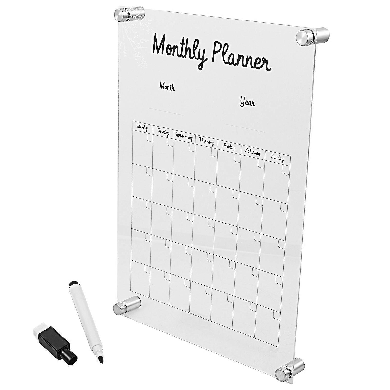 Transparent Acrylic Message Board for Office Planning 2Sets Weekly Use