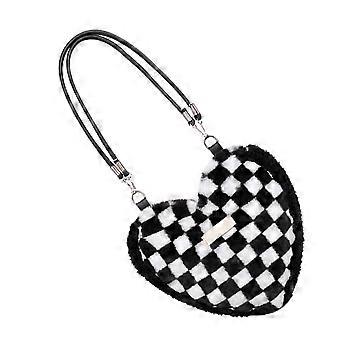 Plüsch-Schultertasche mit Gittermuster für Damen, modische Umhängetasche