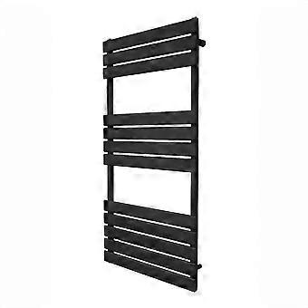 Vertical Towel Radiator Designer Flat Panel 1200mm x 600mm Bathroom Heated Rail Matt Black Central