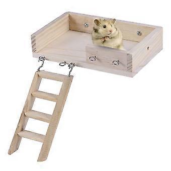Spielzeugset aus Holz mit Plattform und Leiter für Hamster, 2-teilig, für Kleintiere