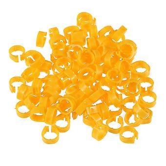 Bird Identification Rings Opening Foot Rings 100Pcs Yellow for Pigeons