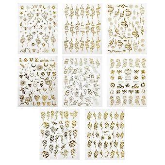 8 arkuszy Dragon Snake Nail Art Naklejki Naklejki Materiały do paznokci dla kobiet Dziewczęta