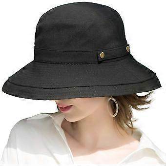Femmes Coton Large Brim Chapeaux De Soleil UPF50+ UV Packable Chapeau De Plage Chapeau D’été Seau Casquette Pour Voyage