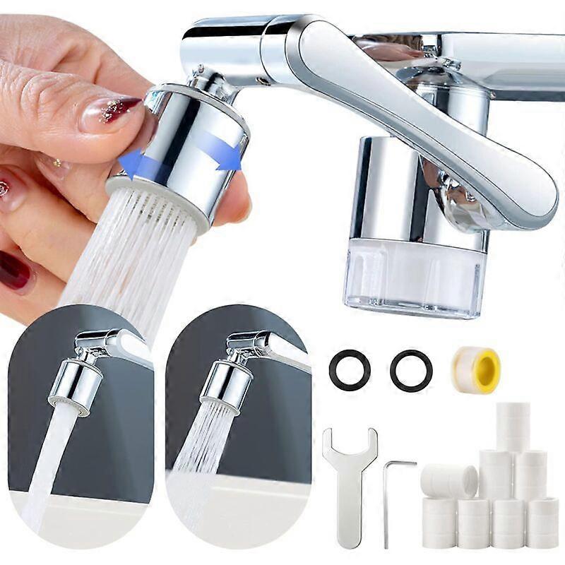 Faucet Extender with Filter Function, 1080 Degree Multi-Function Extension Faucet, Transparent Water Filter, with 8 Filter Elements and Tool Kit for B