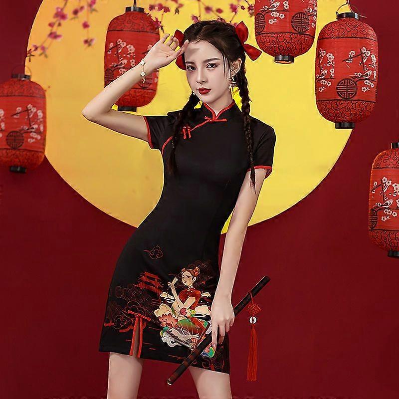 short chinese dress Red Short Chinese Dress