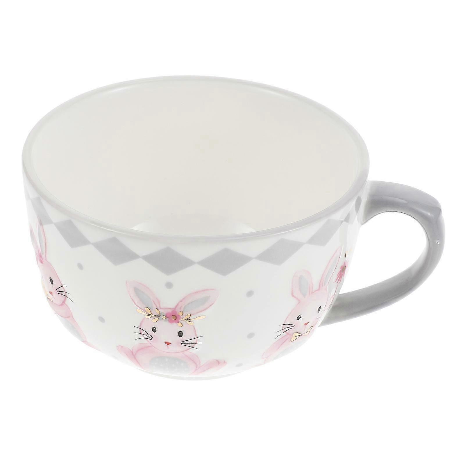 3-Piece Ceramic Soup Bowls with Bunny Pattern, 450ml, Food-Safe, for Home Kitchen or Gift