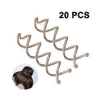 20 Spiral Hårnåle Twist Clips Runde Hårspænder Hårstyling Spiral Til DIY Hårstil Pins Twist Clips-Rose Gold