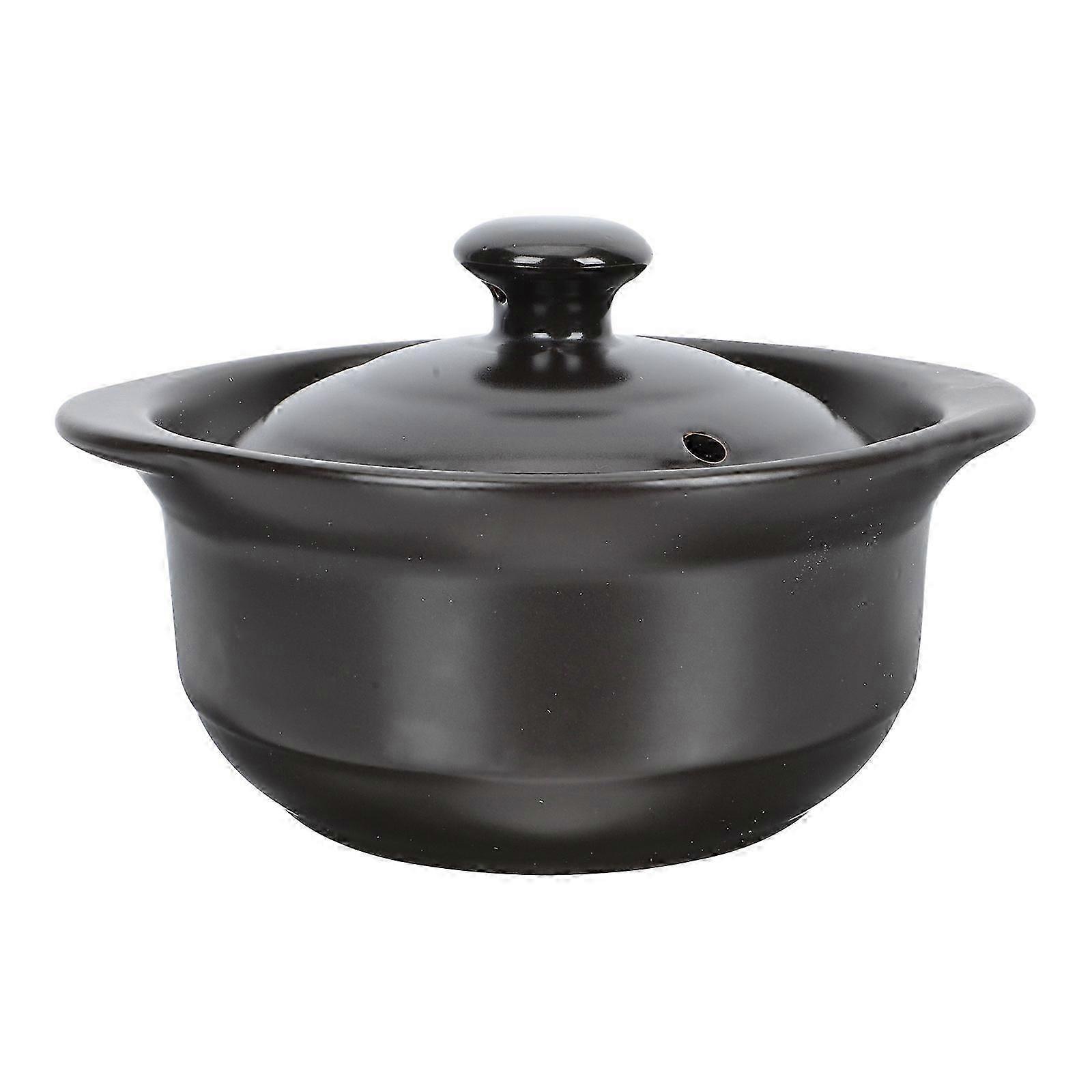 Black Ceramic Soup Pot for Kitchen Use 1Pcs Multi-Function Heat-Resistant Casserole