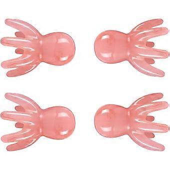 Conjunto de 4 pentes massageadores de cabeça em formato de polvo, feitos de plástico, para massagem no couro cabeludo, ideais para uso no escritório e em viagens. Proporcionam uma sensação estimulante.
