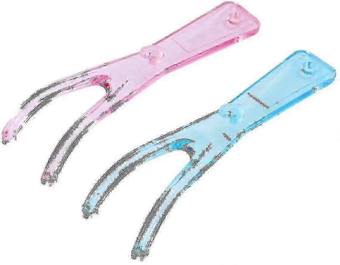 Supporti per filo interdentale riutilizzabili, rosa e blu
