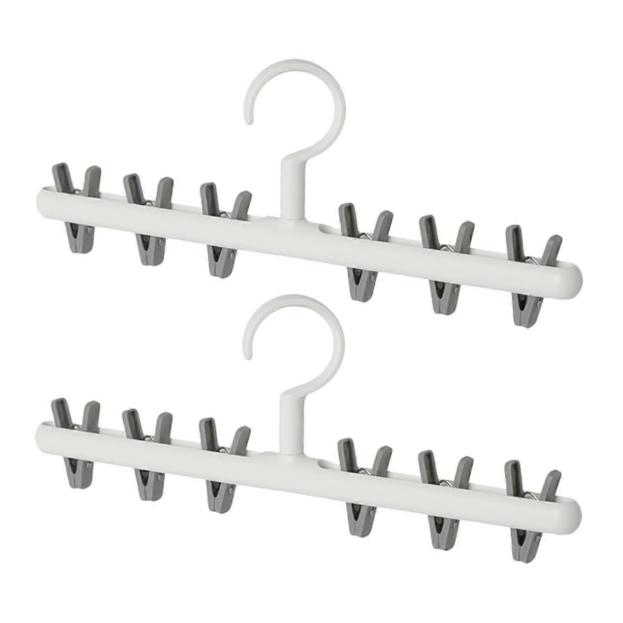 2pcs Expandable Laundry Drying Rack Wall Mount Clothes Rack with Clips SpaceSaving Design Gray Finish