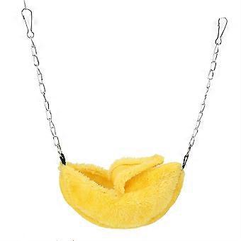 Small Warm Plush Banana shaped Pet Nest House compatible with Hamster Hammock Bed(Yellow)