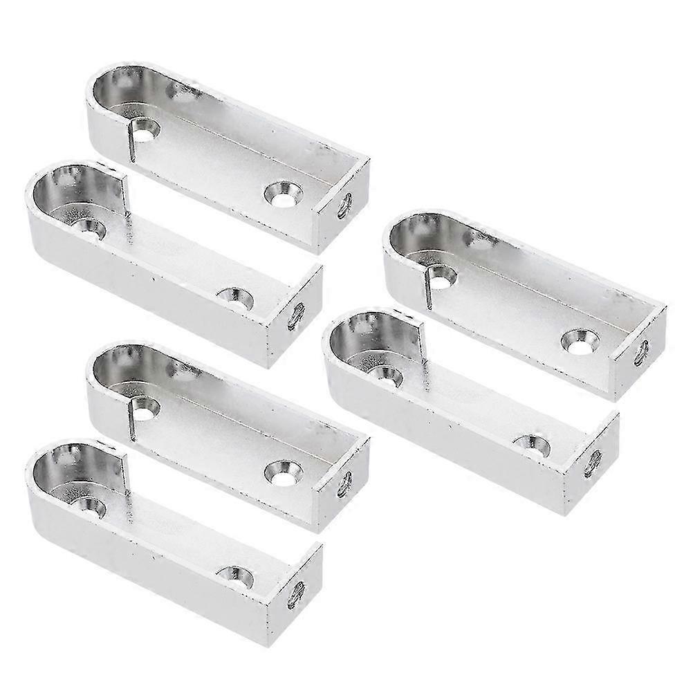 Silver Closet Pole Socket Iron Rod Support Flange Socket 6Pcs for Wardrobe