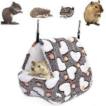 Hammock Nest Hamster Ferret Rat Mice Squirrel Bird Warm Mini Hanging Cage Coffee S(14x12cm)