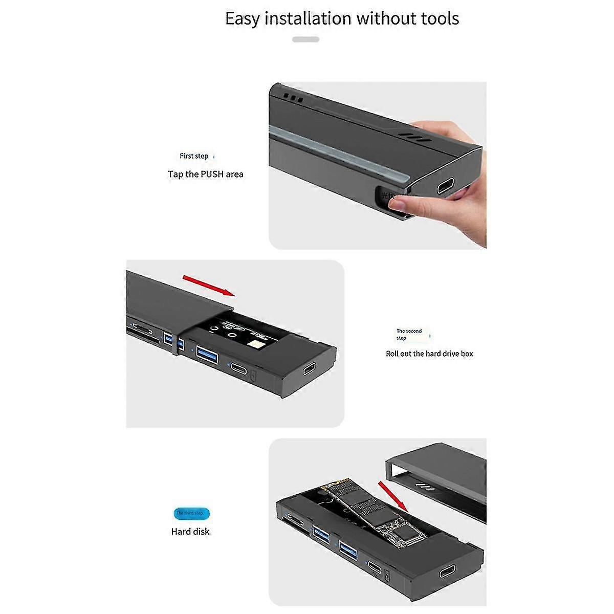 Multifunctional M.2 Hard Drive Enclosure Supports TF/S D Card NVME/NGFF Protocol Solid State Drive