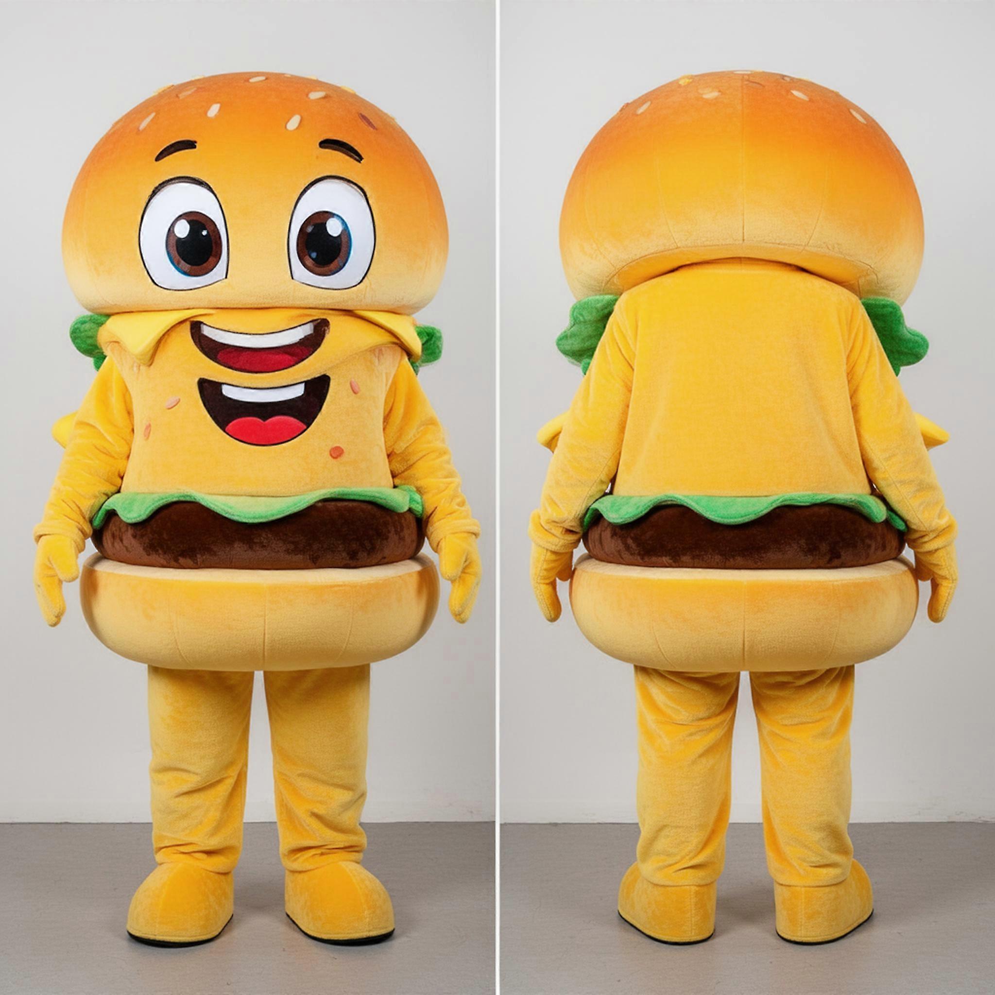 MASTICOT Yellow Smiling Burger Mascot