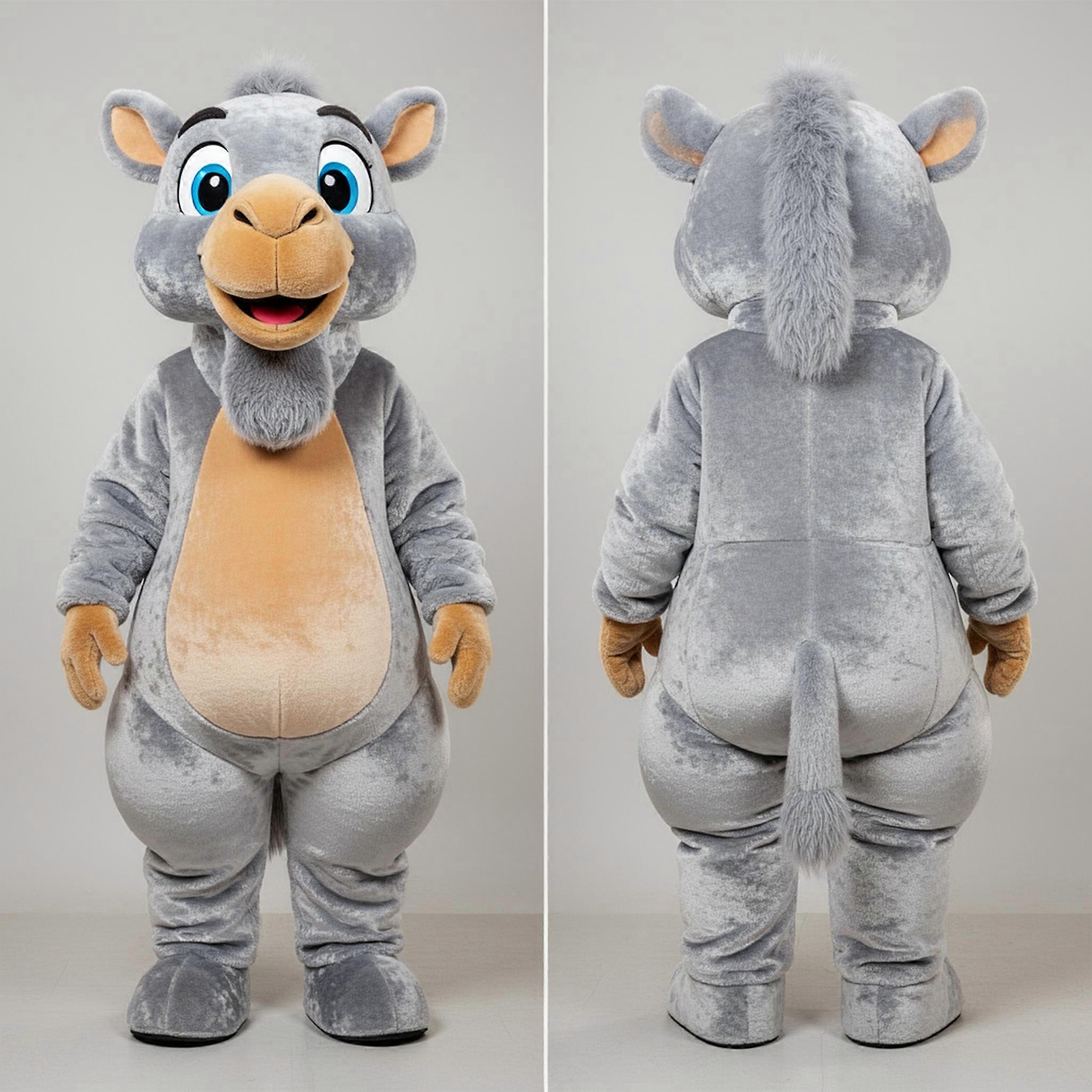 MASTICOT Silvery Plush Camel Mascot