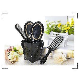5PcsVanityMirrorCombSet,PlasticTravelMirrorwithHairBrushDetanglingComb,WalletSizeMassageKit