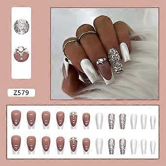 Silver Pearl French False Nails Lightweight Durable False Nails For Daily Everyday Wearing