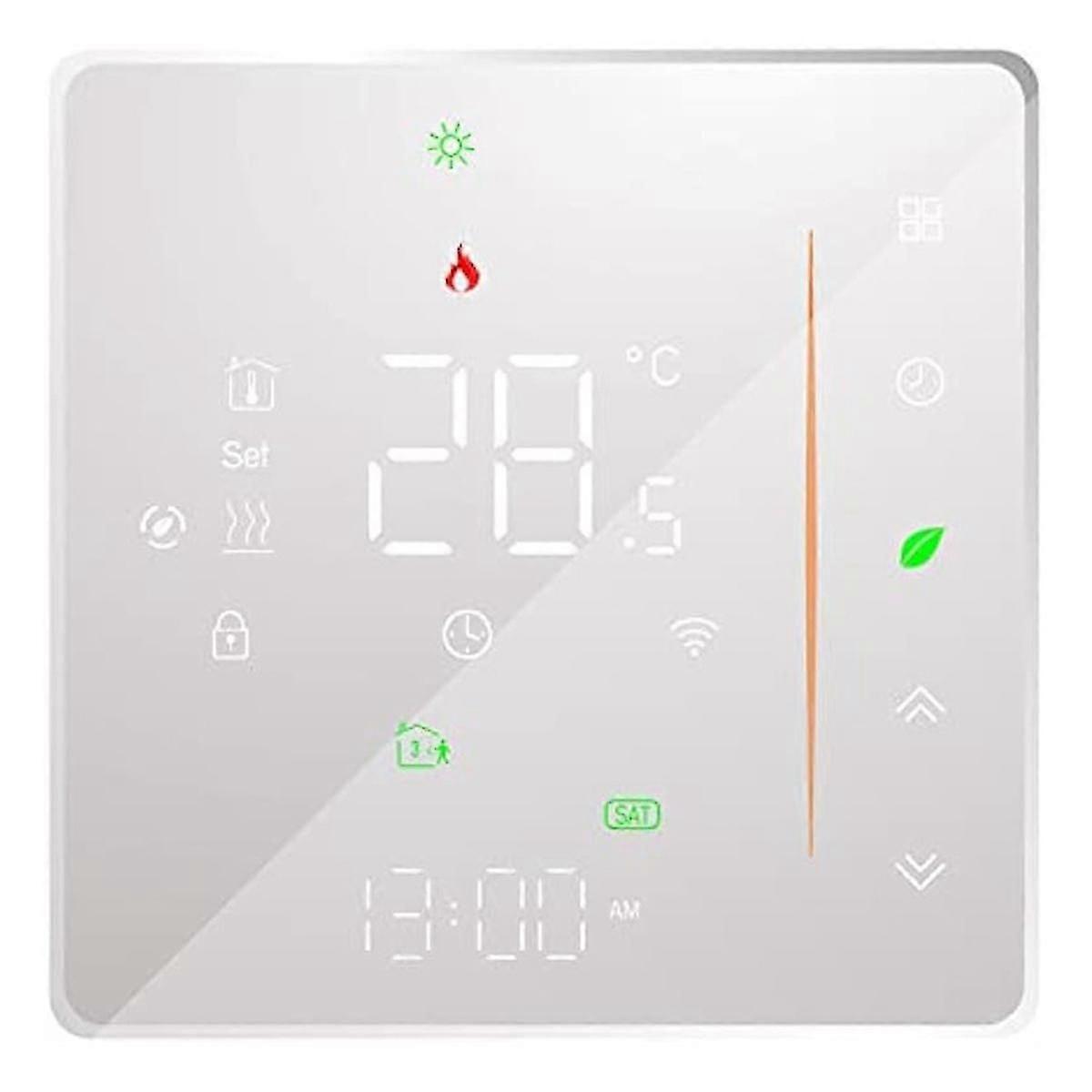 Wifi Smart Termostat Temperaturregulator Veckoprogrammerbar Stöder Touch Control-3a Vit