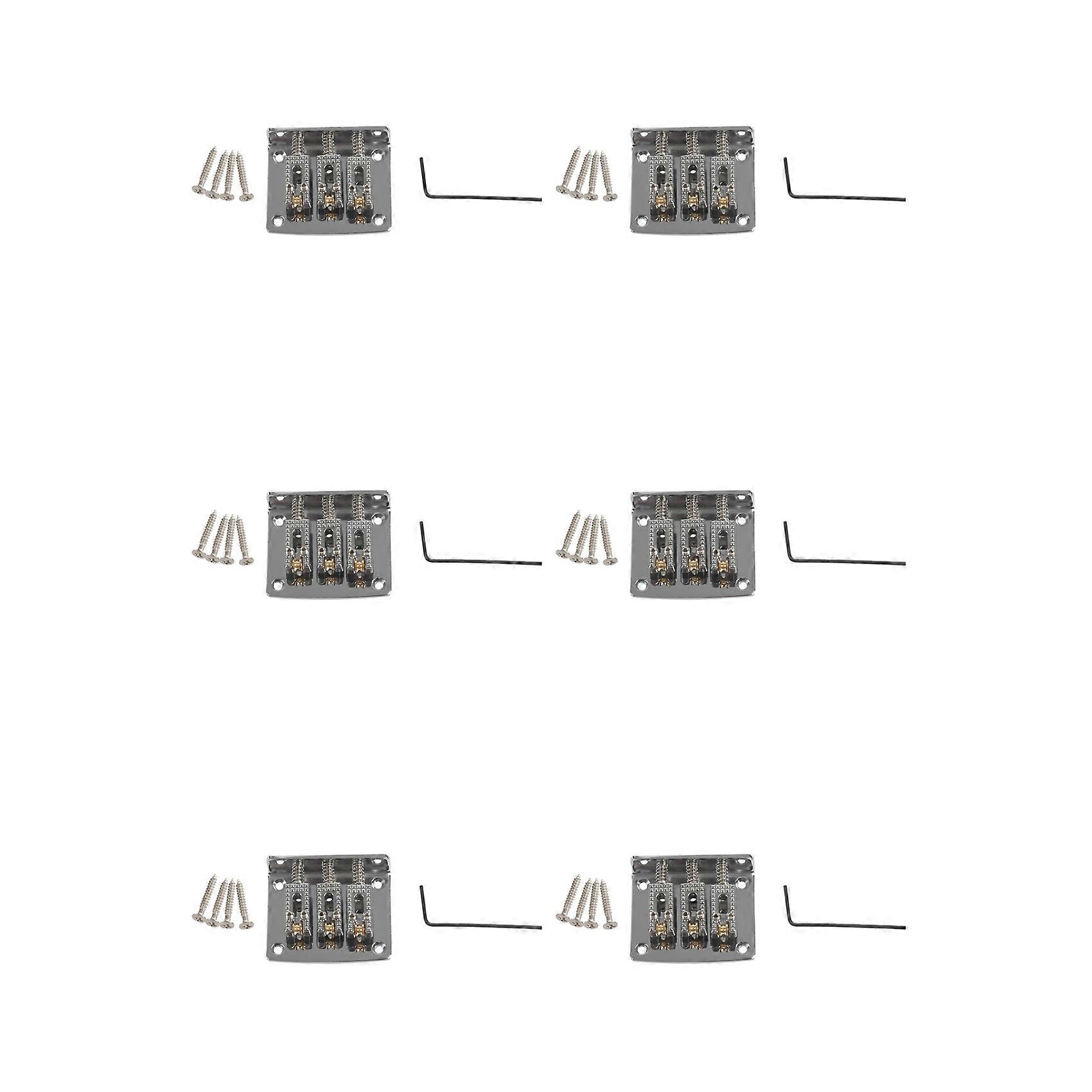 6X 3 String Guitar Ball String Bridge Bridge Pull String Hard Tail Guitar Bridge Tail 3 String Guitar Replacement Silver