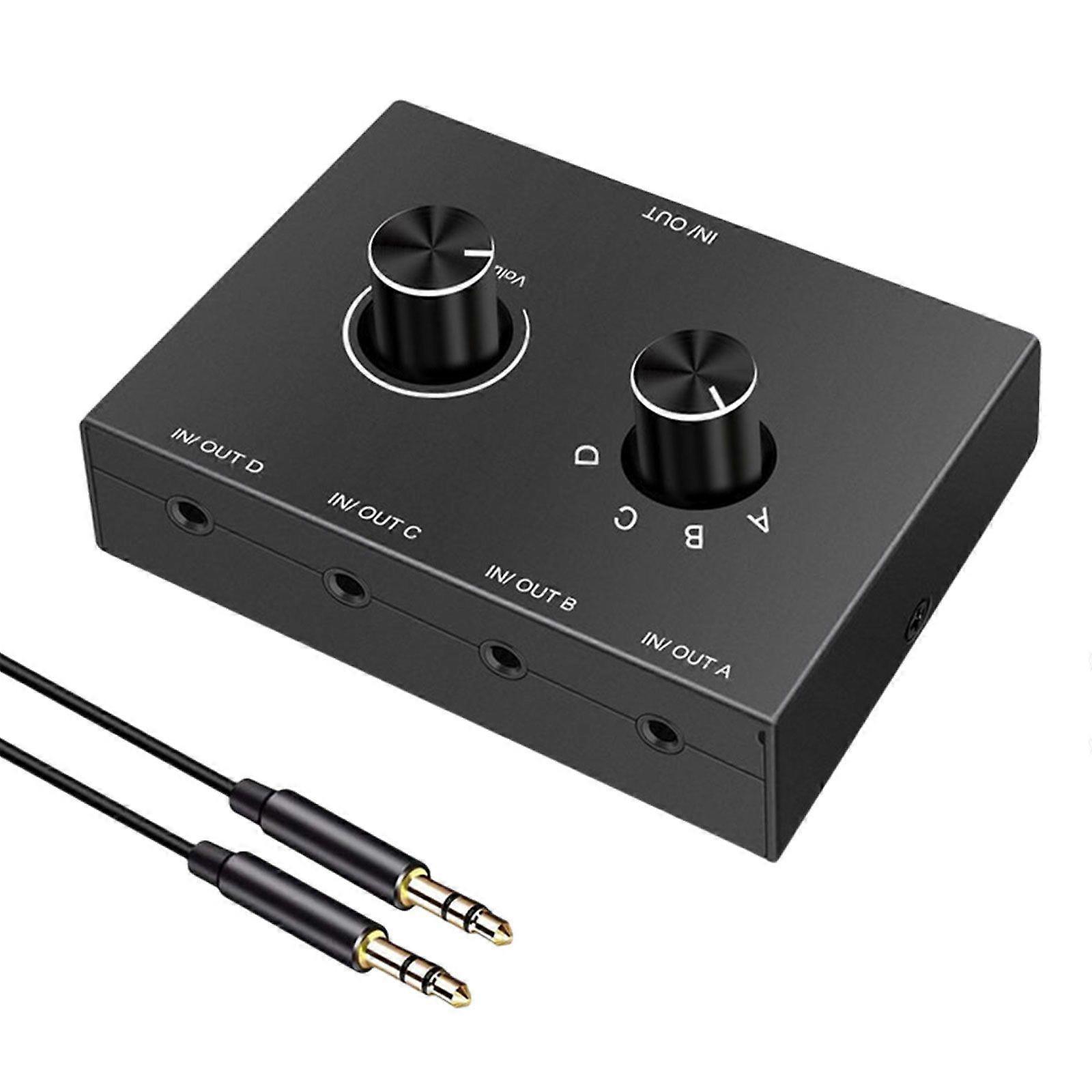 3.5mm Audio Switcher Switch Stereo Headphone Speaker Splitter Selector Box Fg