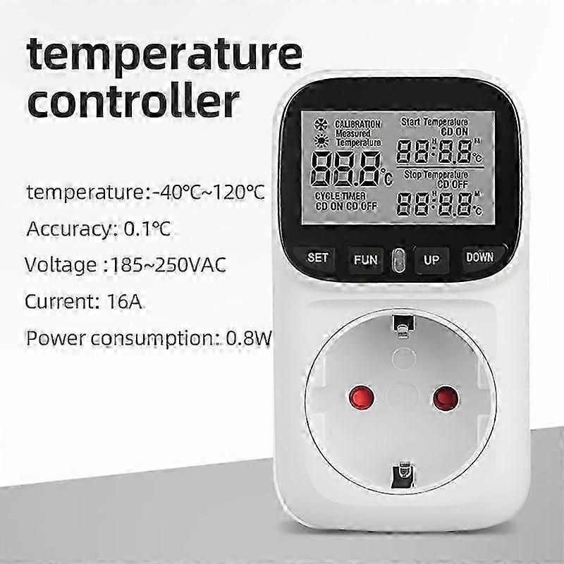 Digital Temperature Controller Socket Thermostat EU Plug 220V With Timer Switch Heating Cooling compatible with Refrigerator Aquaculture