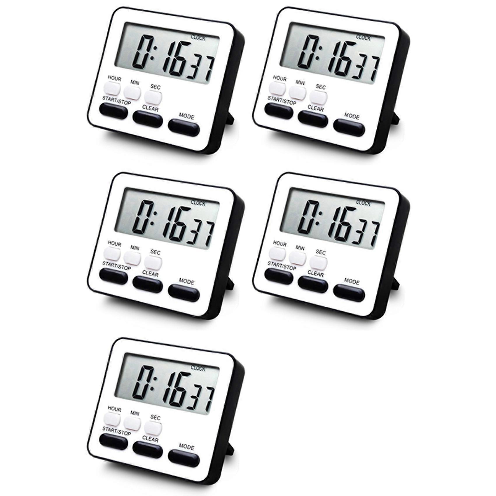 5X Kitchen Timer Count Down Count Up,Multifunctional Alarm Clock,Desk Clock,Black