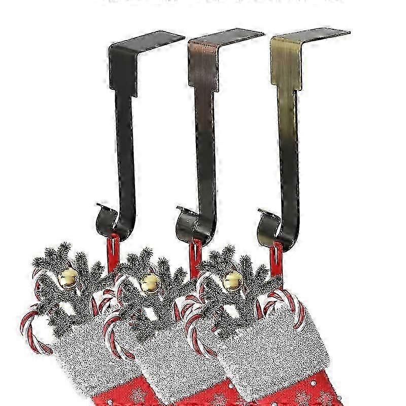 Sturdy Black Fireplace Stocking Holders